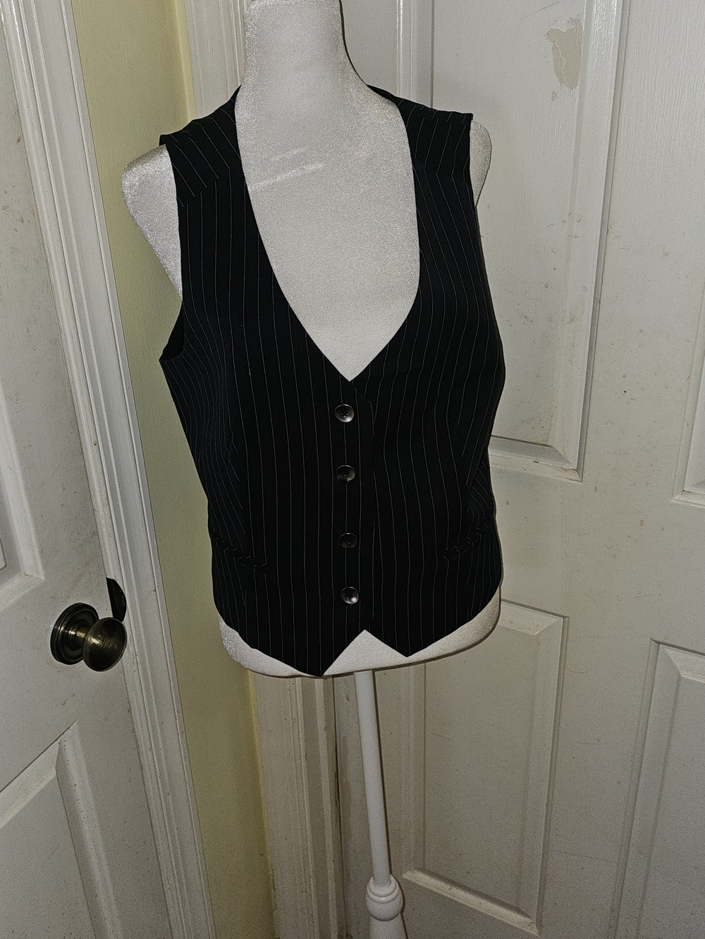 Nicole Miller Black Pinstripe Tailored Vest